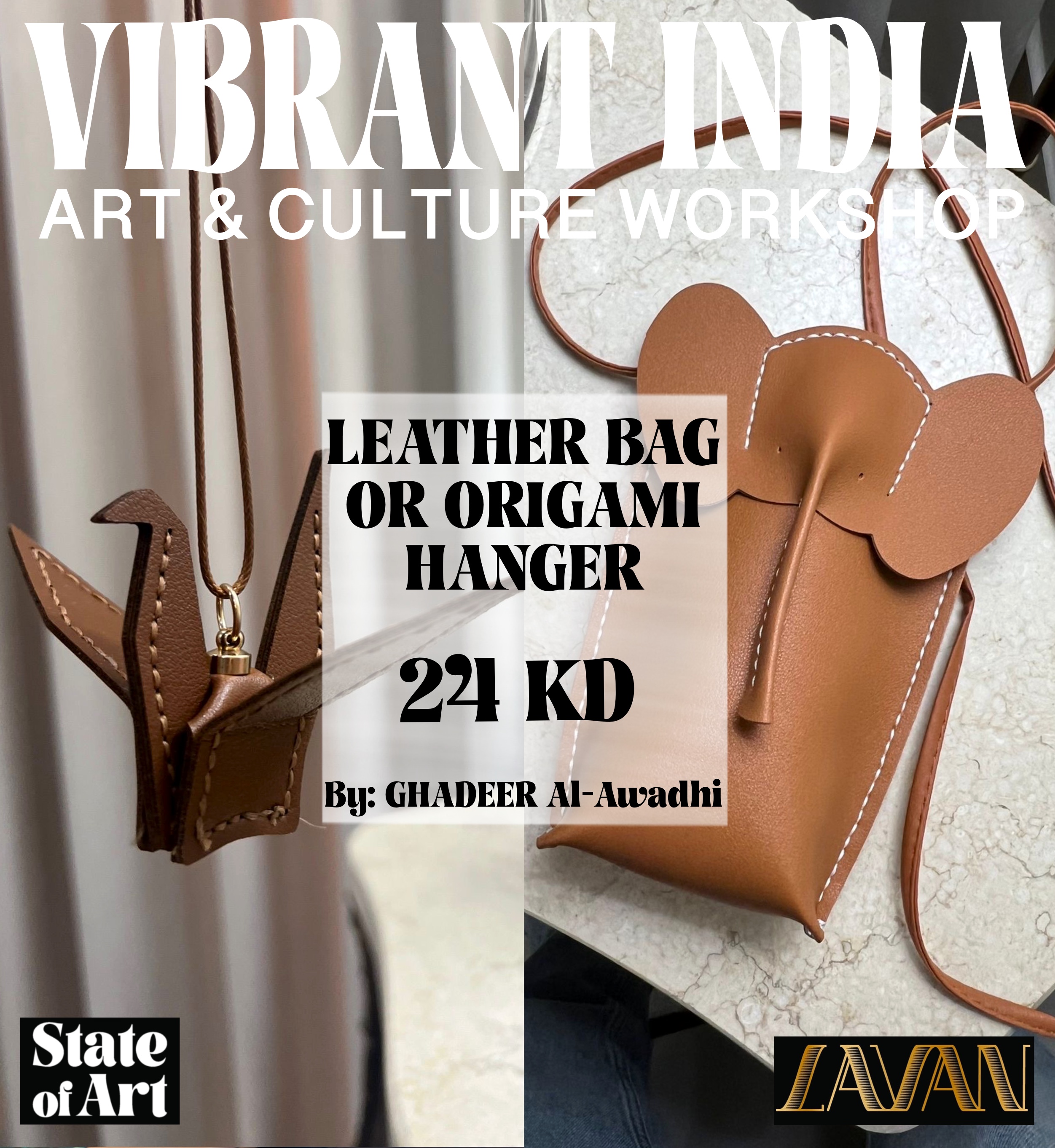 LEATHER BAG OR ORIGAMI HANGER by Ghadeer Al-Awadhi